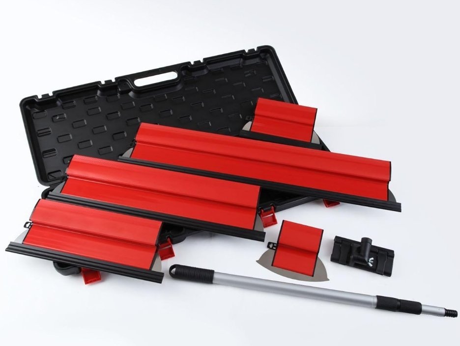 Kit grattoir et lisseuse enduit inox Rouge