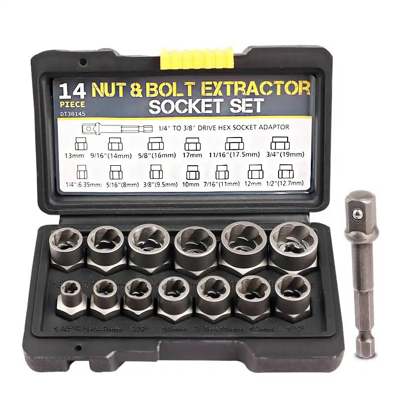 Coffret Kit Extracteur D'écrou endommagé et de boulon 14 Pièces