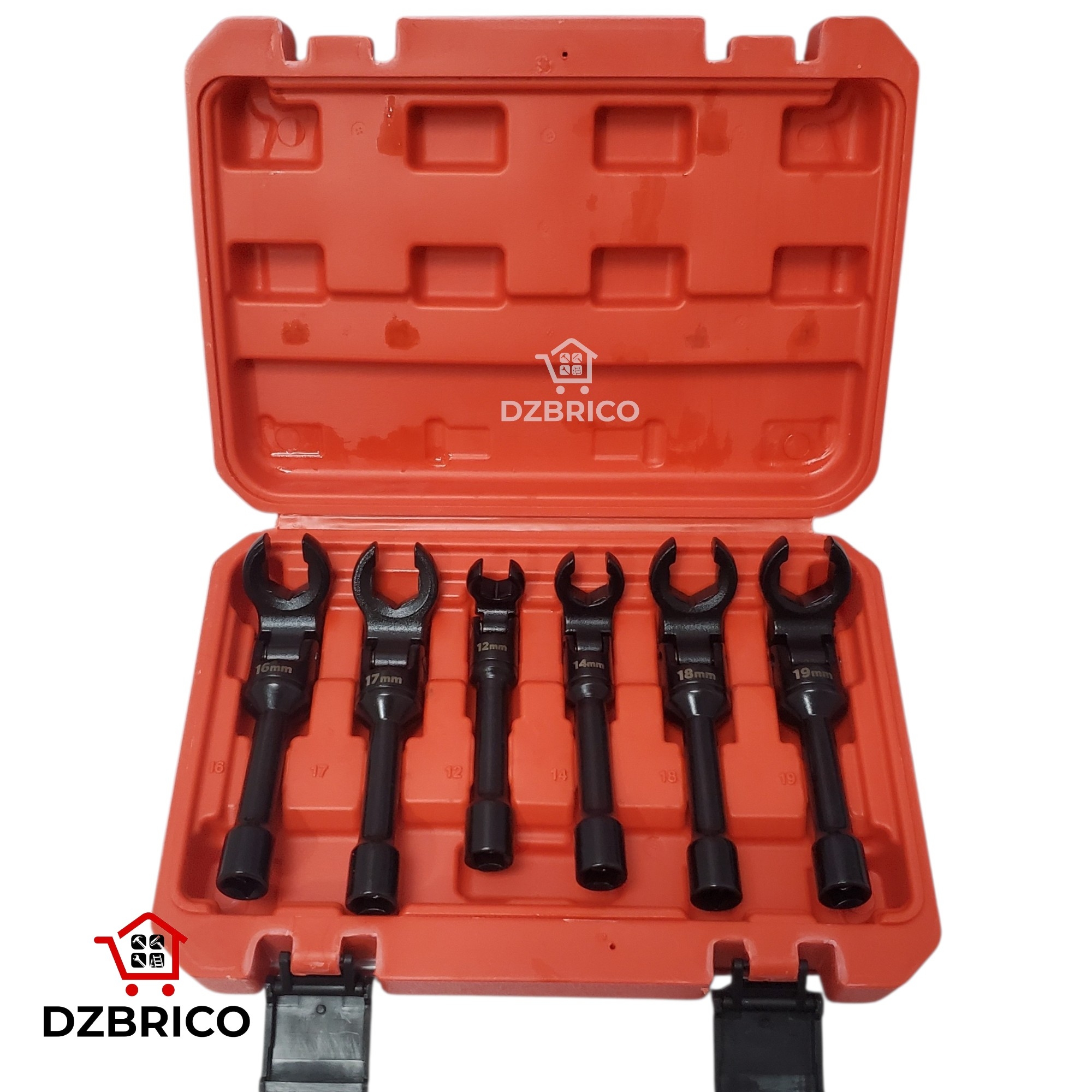 Coffret de 6 clés à tête flexible 12 mm-19 mm pour conduites de carburant 3/8" DYNAMO