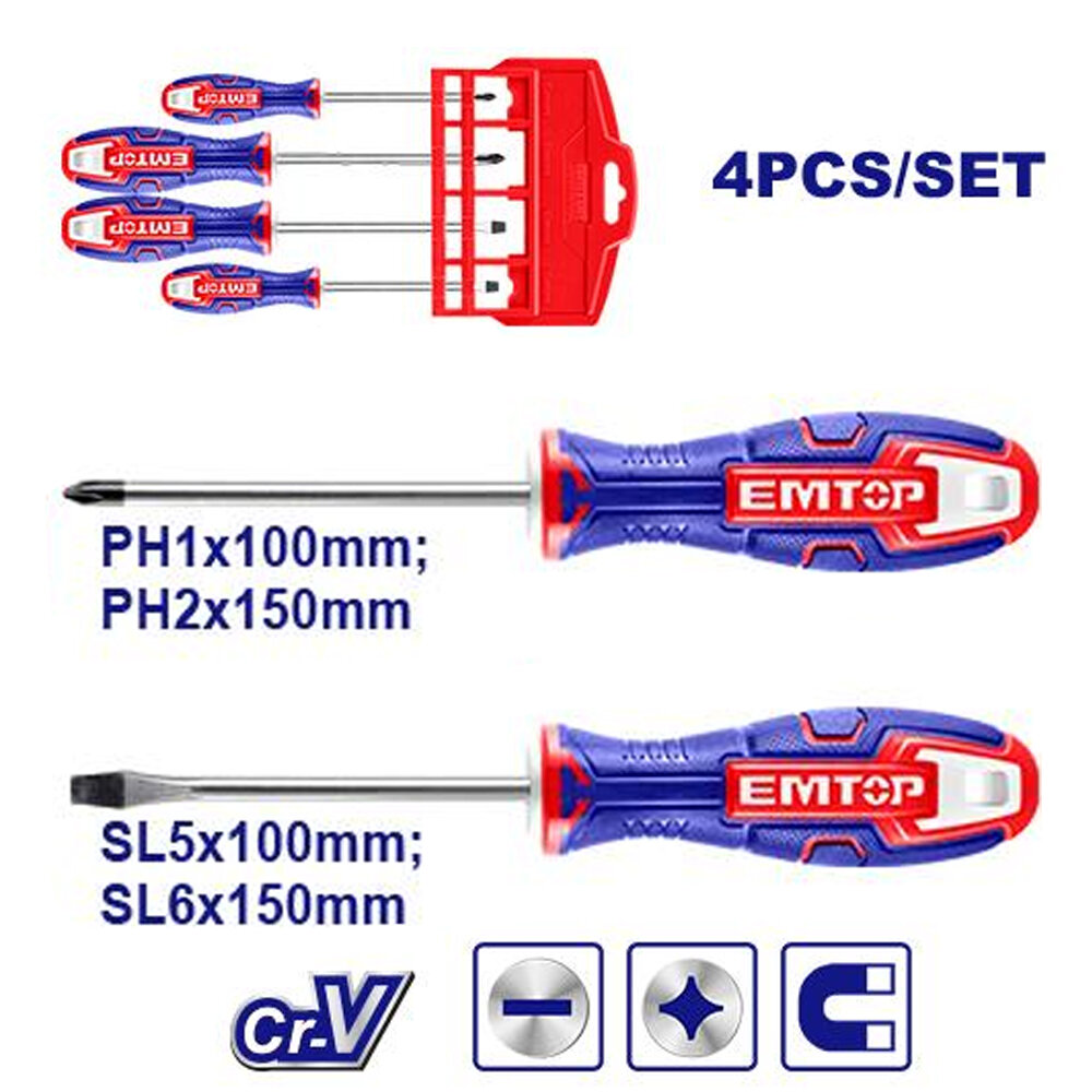 Jeux de tournevis 4 Pcs ESST0402 EMTOP