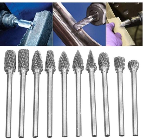 Kit de 10 fraises carbure  6mm  Pour fraisage métal et polissage acier, aluminium, cuivre