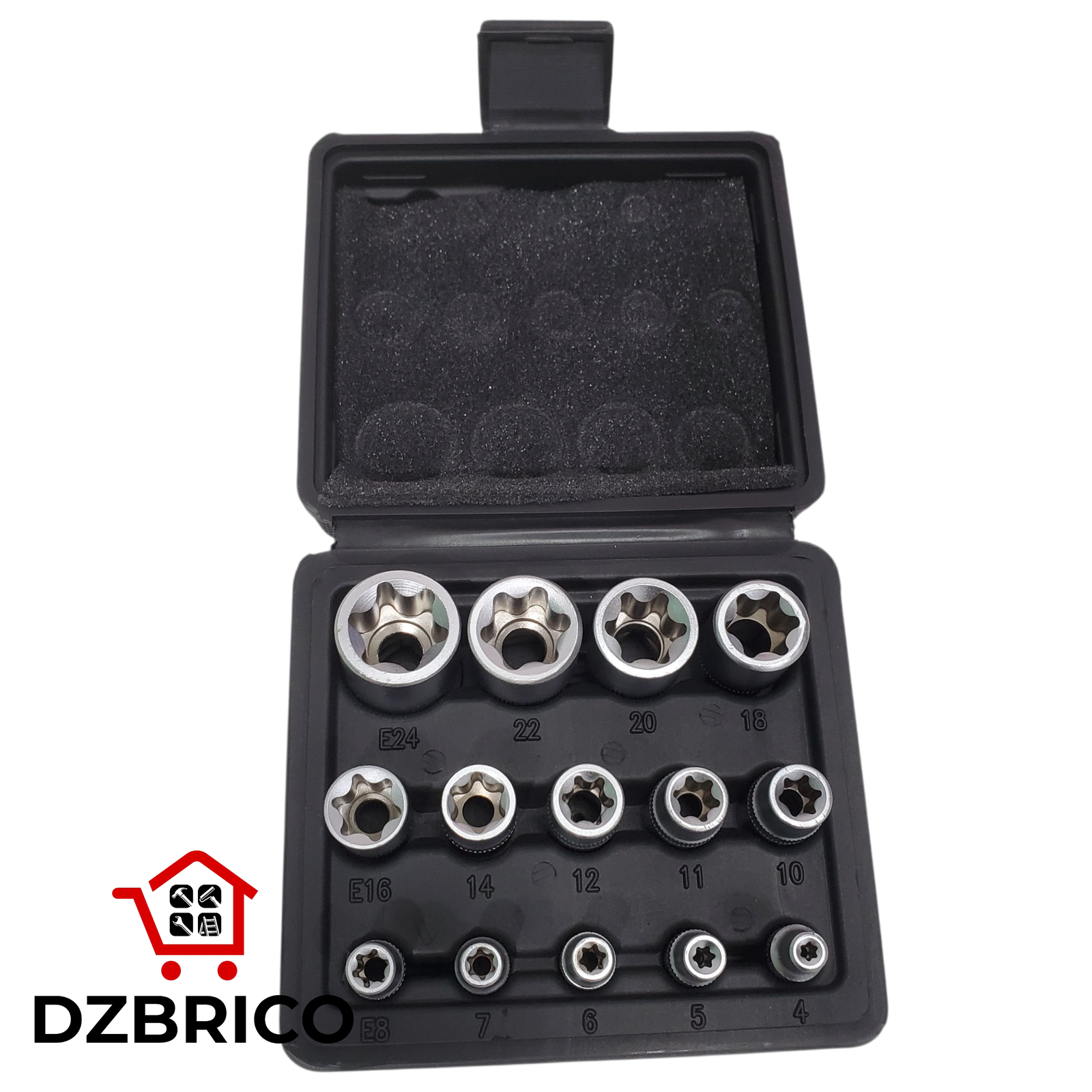 Jeu de Têtes de Douilles Torx 14pcs, Douilles à Impact à Embout Hexagonal, Kit d'Outils de Couple, Tête de Choc, Accessoires 1/2, 1/4, 3/8