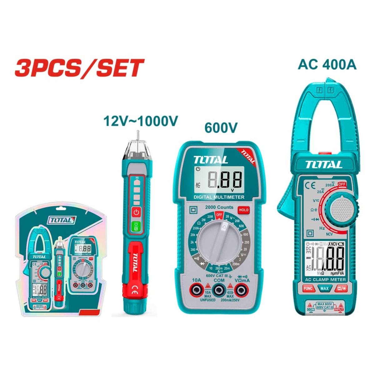Kit d'électricien complet à 3 outils TOTAL