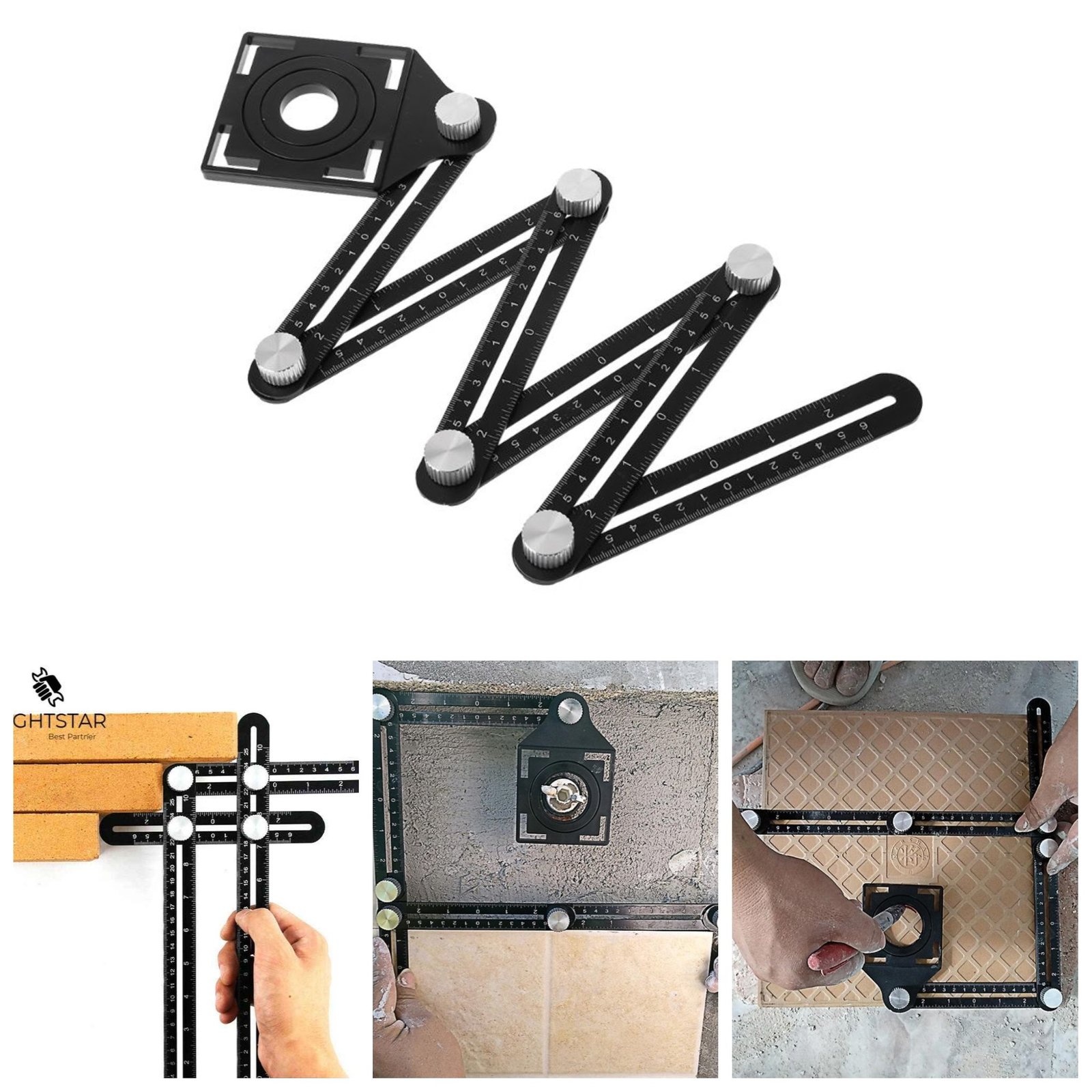 Règle de mesure Multi-angle en alliage et outil de poinçonnage et de positionnement - 2 Pcs