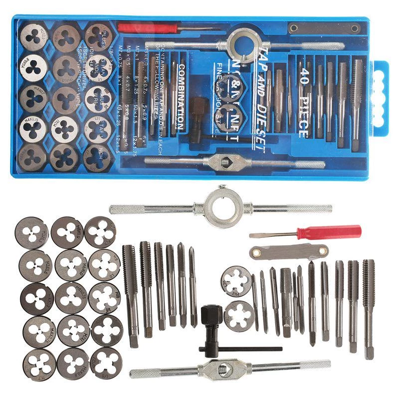 Coffret Taraud 40 pcs, Matrice taraudage fraisé avec clé et tournevis BLEU SFT