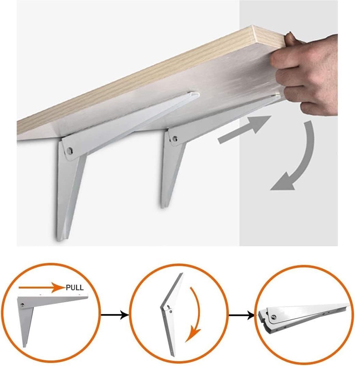2 pcs support de montage mural pliable réglable, support d'étagère d'angle à 90 degrés de 8 pouces 20cm