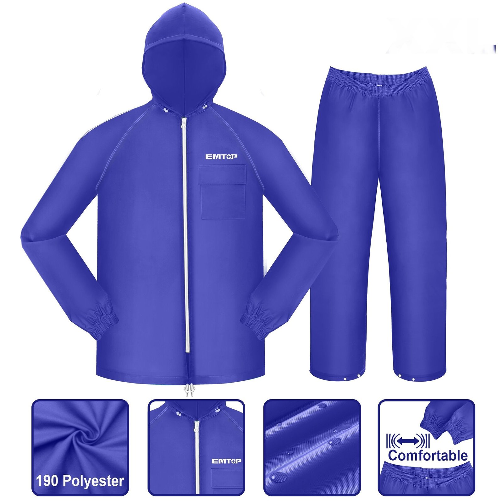 Vêtements De Pluie A Capuchon imperméable XXL EMTOP