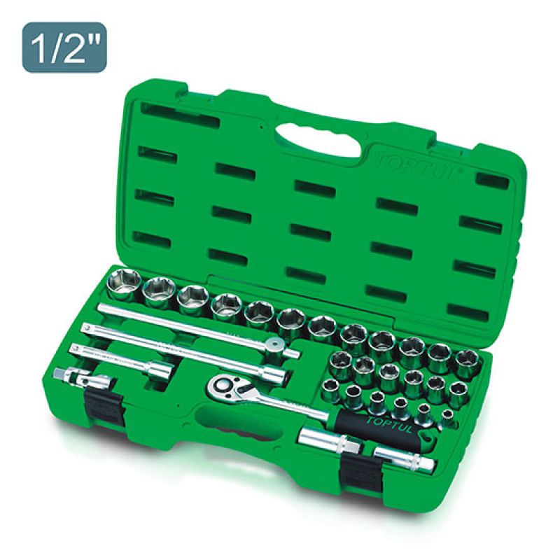 CAISSE A DOUILLE 1/2 31PCS TOPTUL Couleur effet Miroir